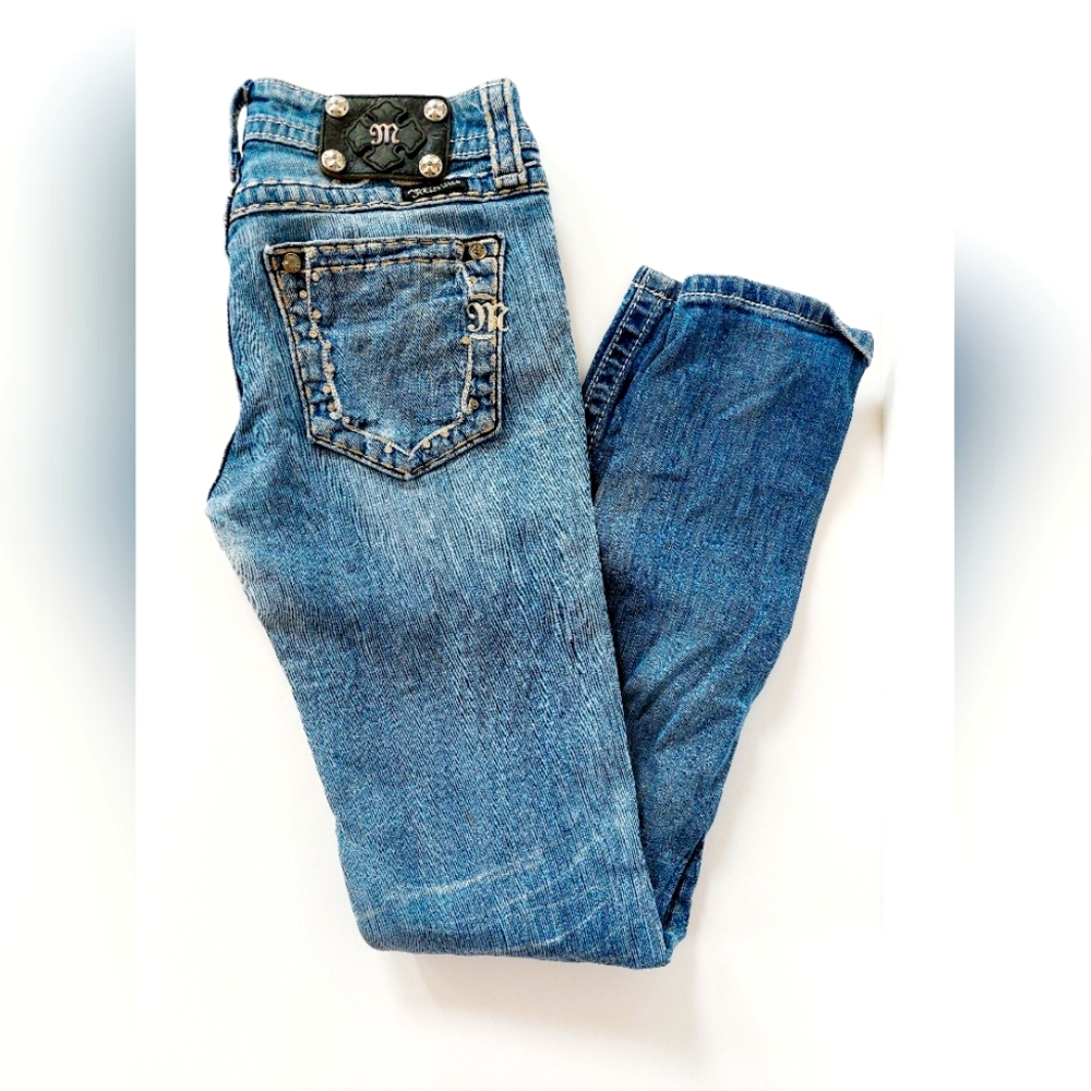 Miss Me 27 Light Wash Blue Denim Skinny Jeans style JW5161527‎ Rhinestone Pocket